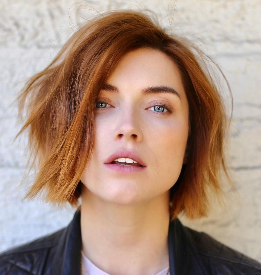 Vibrant Red Bob with Choppy Texture