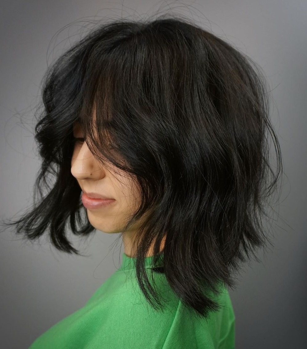 Angled Bob with Bangs and Choppy Layers