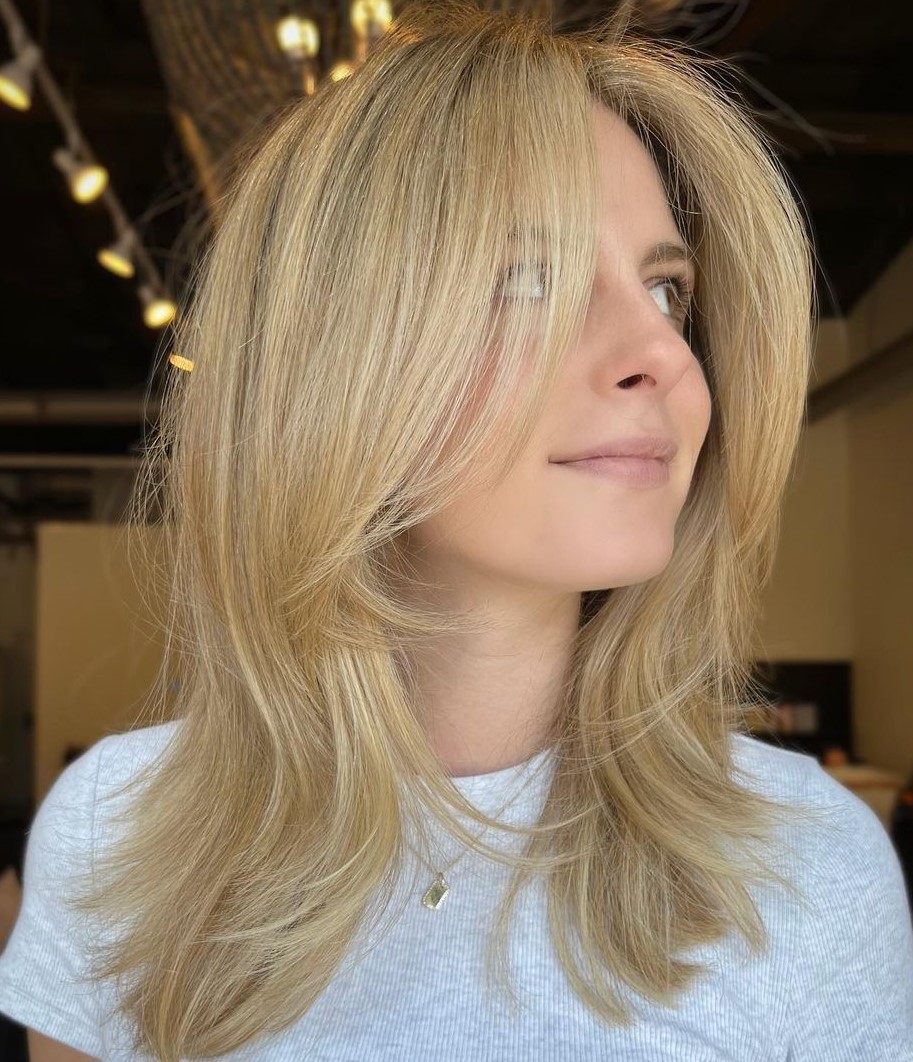 Golden Blonde Hairstyle with Chin Length Layers