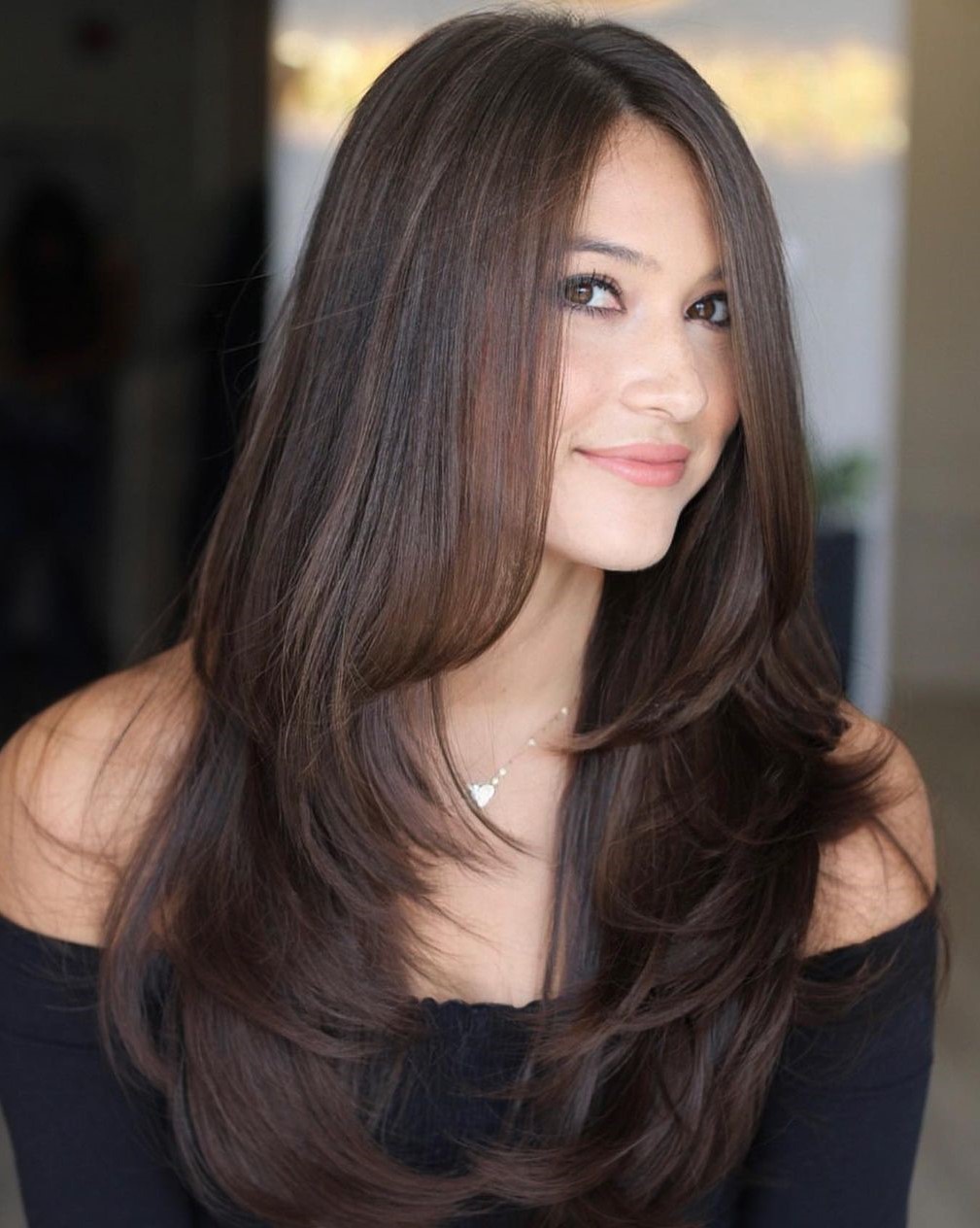 Long Sleek Hair with Face Framing Layers