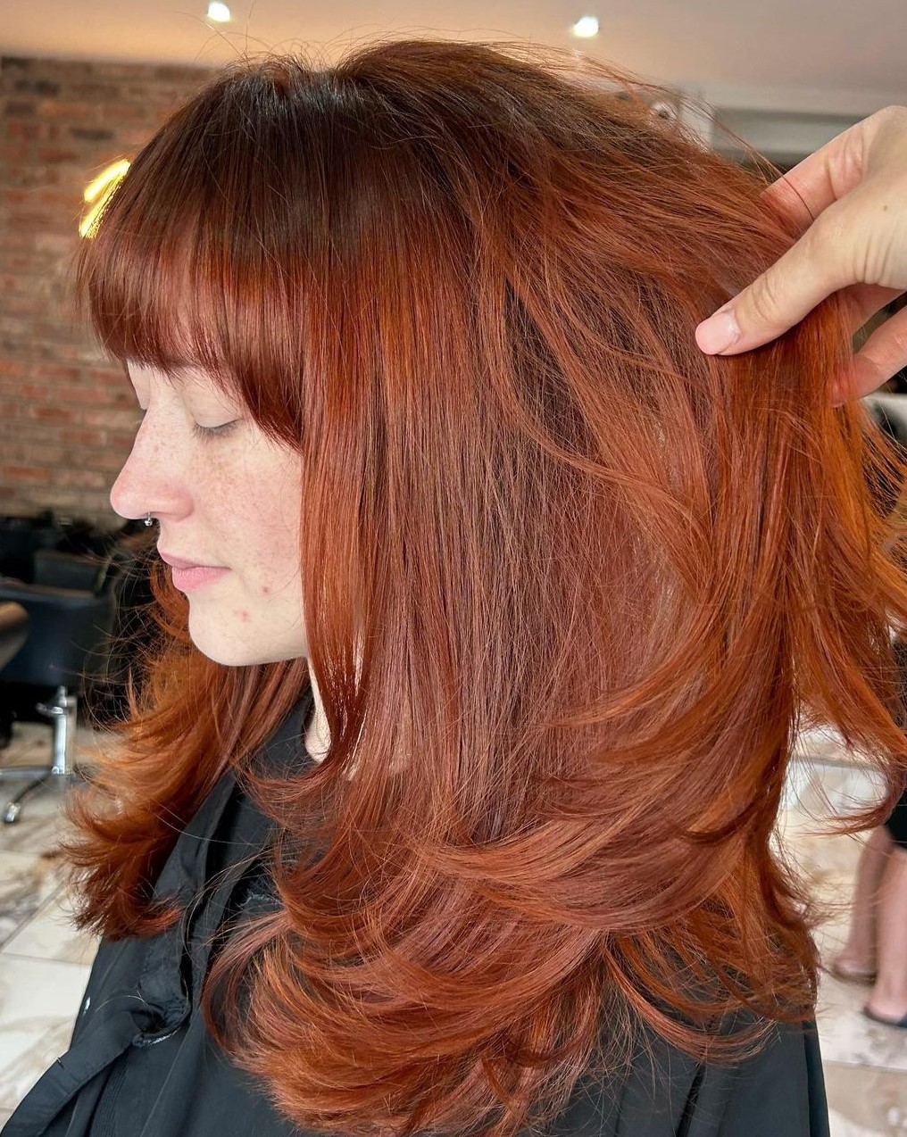 Long Rounded Layers and Thick Arched Bangs