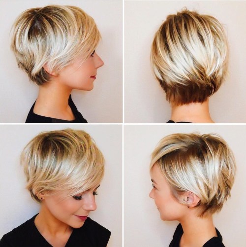 Bronde Pixie With Platinum Balayage