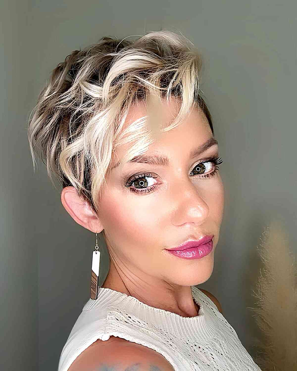 Short Textured Pixie with Blonde Tones