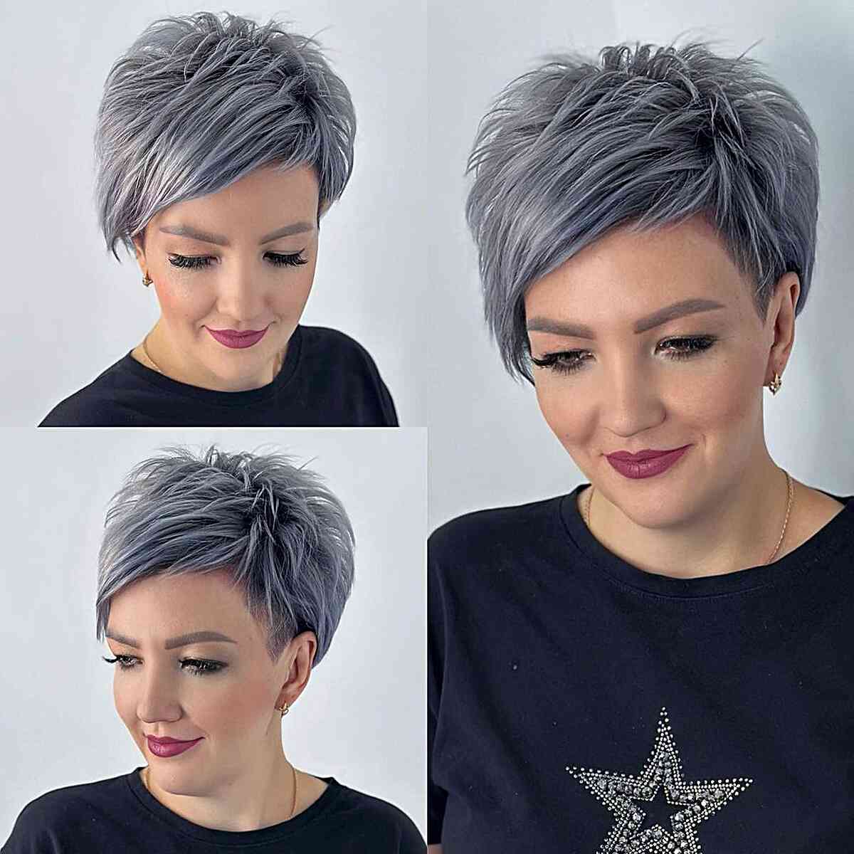 Metallic Steel Textured Pixie Cut