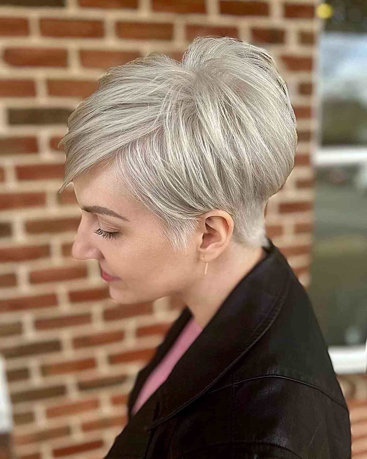 Platinum Graduated Pixie Hair with Texture