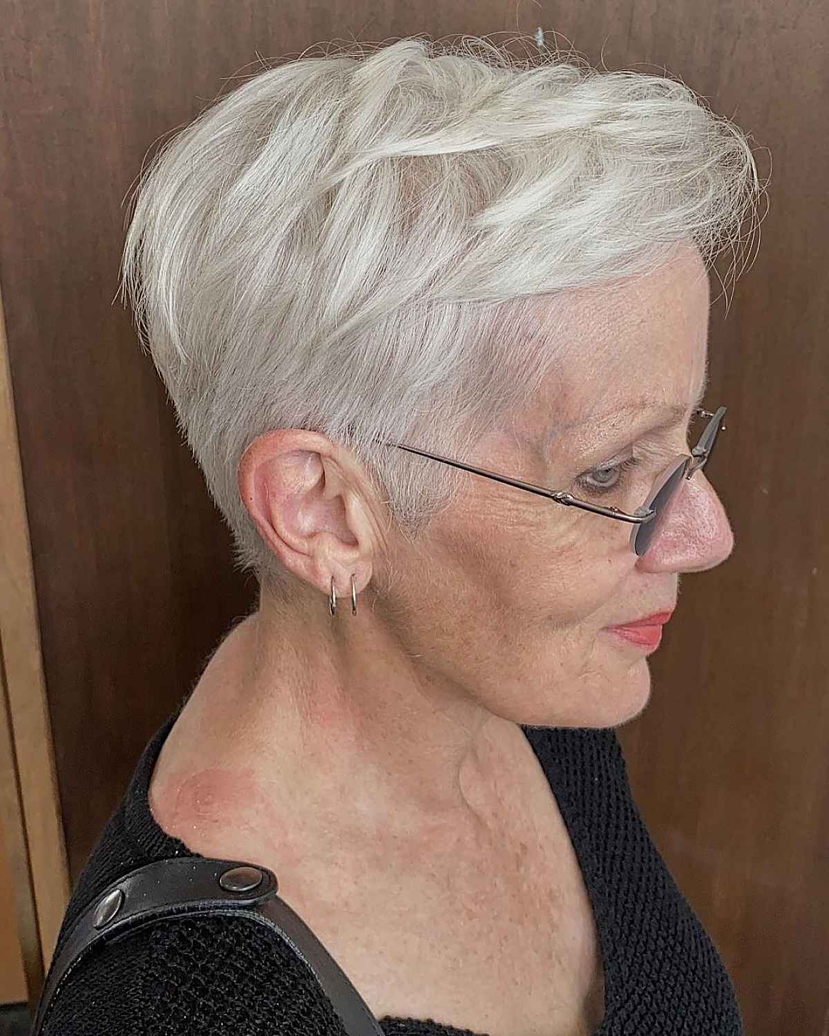 Short Pixie for Older Women with Glasses