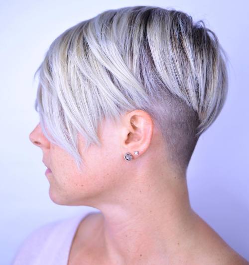 Blonde Pixie With Shaved Nape