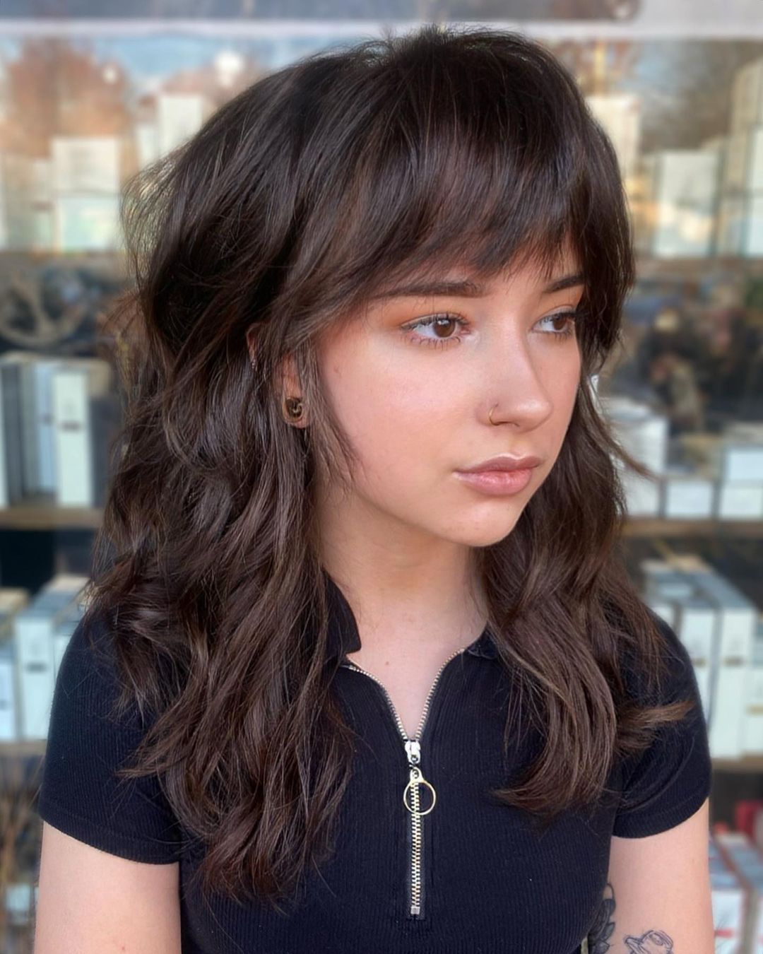 Low Maintenance Wolf Haircut on Medium Length Brown Hair