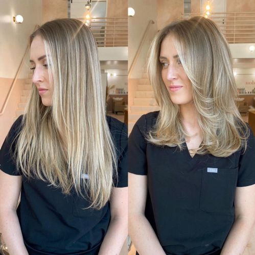 Before and After Fine Hair Face-Framing Layers