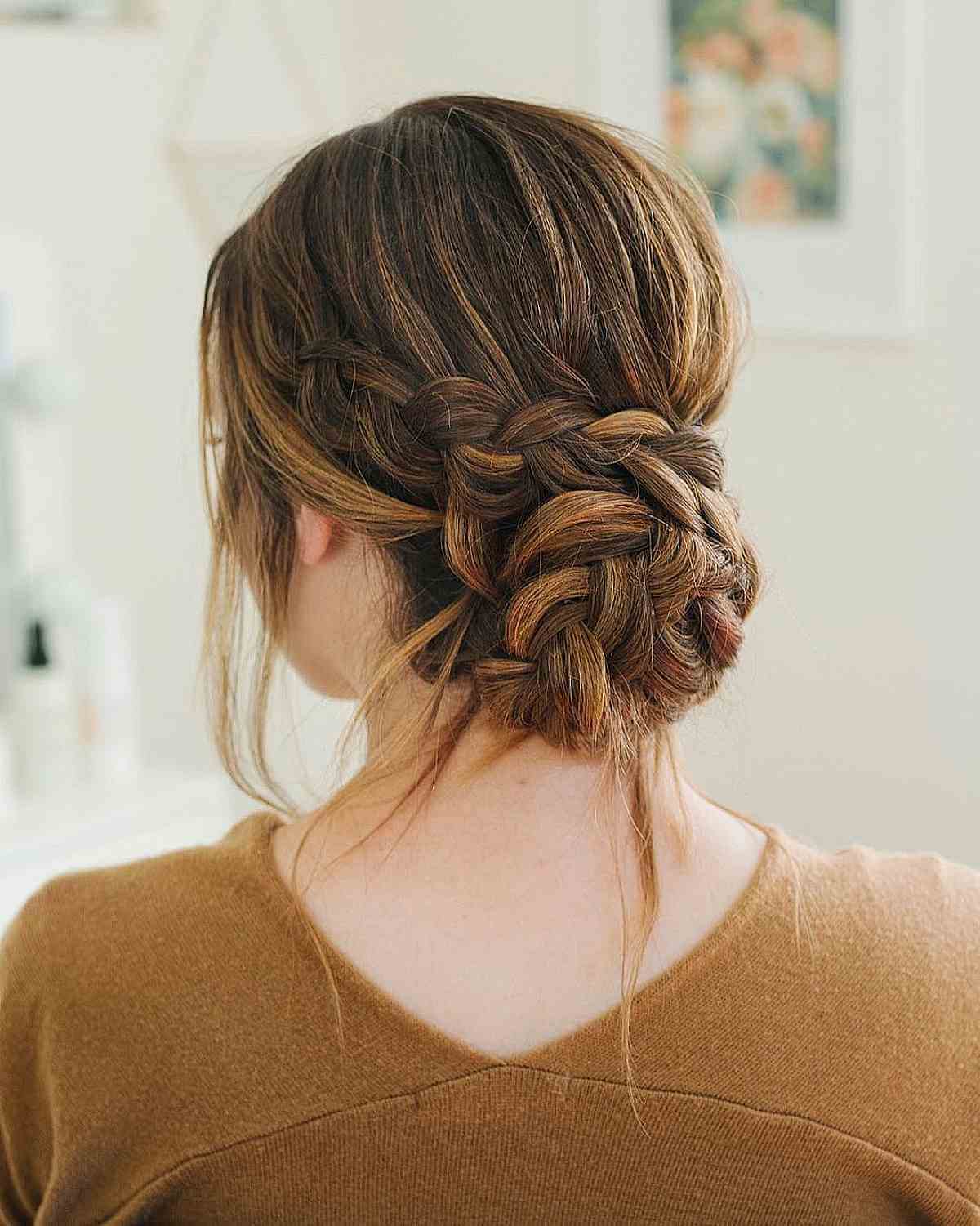 Stylish Low Updo with Braids