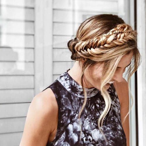 Classic Fishtail Braided Crown Updo