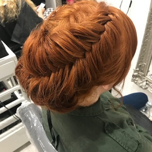 Trendy Braided Updo for Copper Hair