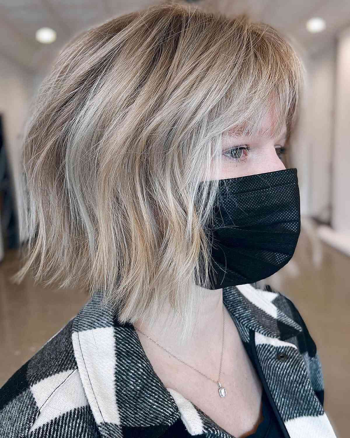 Short Blunt Textured Bob with a Fringe