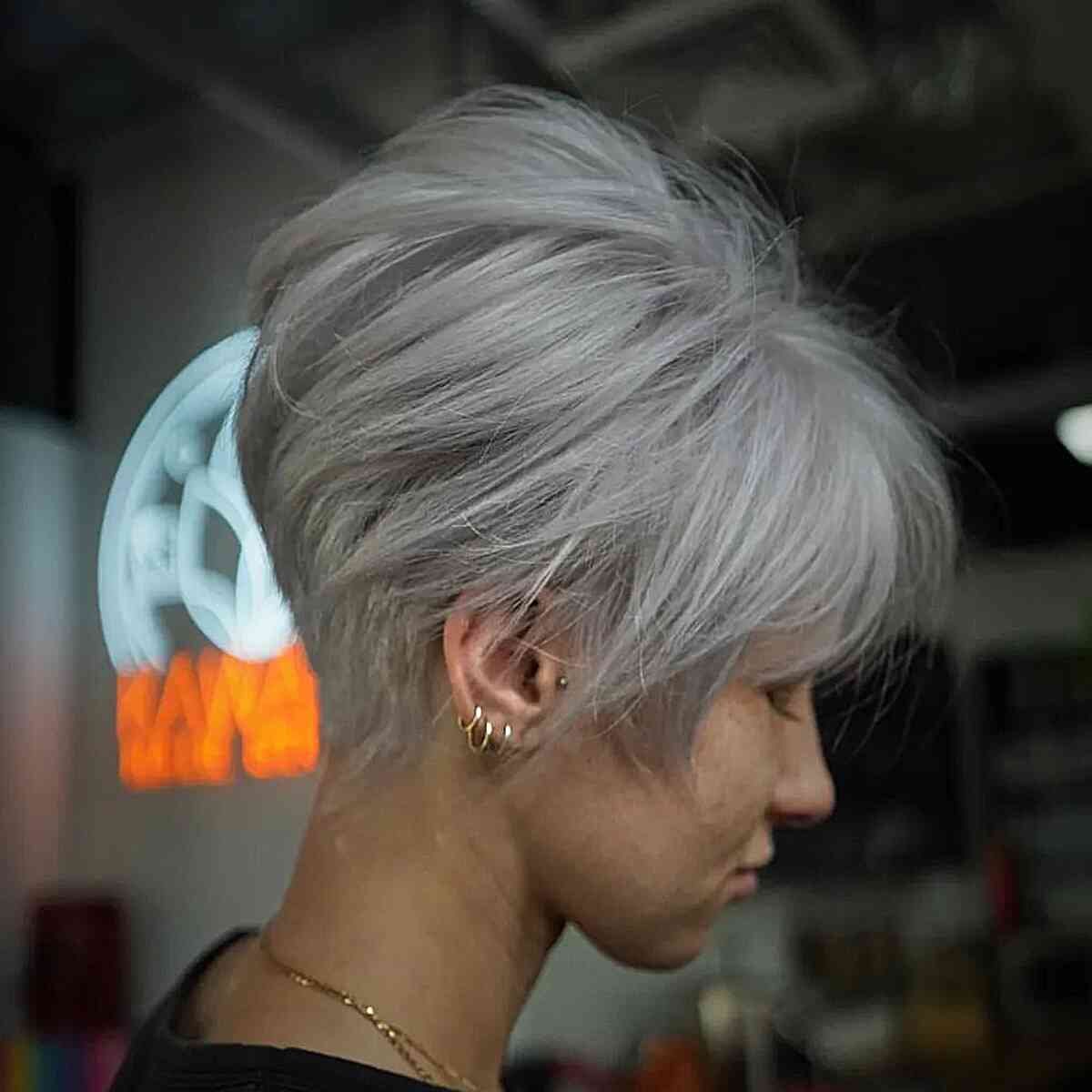 Titanium Undercut Pixie for ladies with short hair