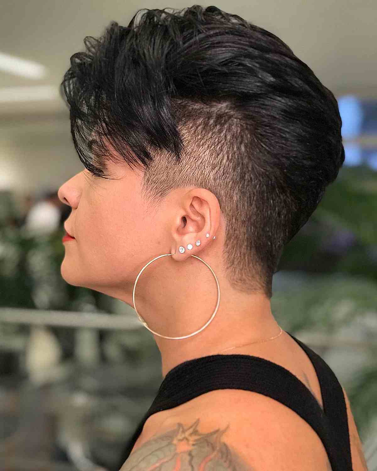 Jet Black Disconnected Pixie Undercut