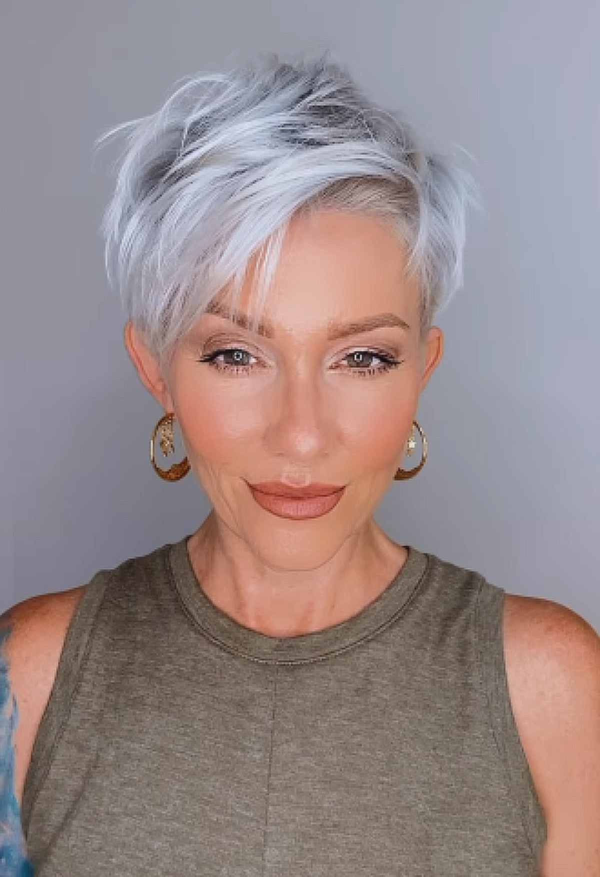 Short Silver Pixie with an Undercut