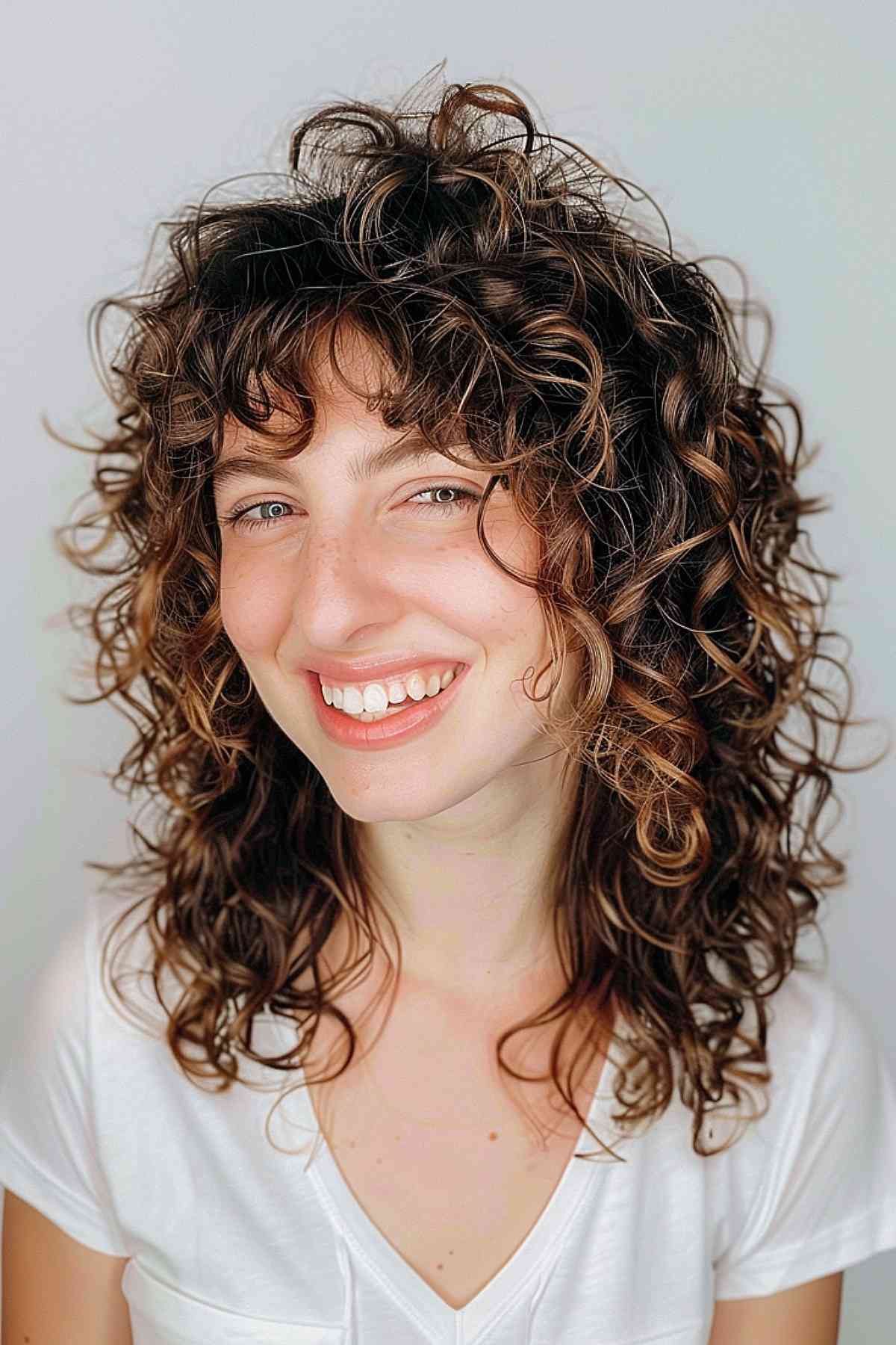 Medium-Length Curly Shag Bob