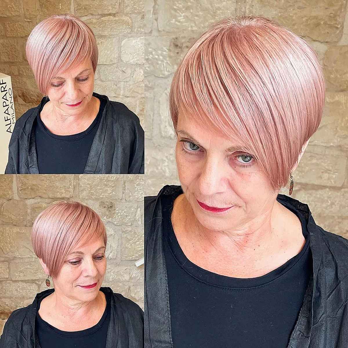 light pink pixie for older women