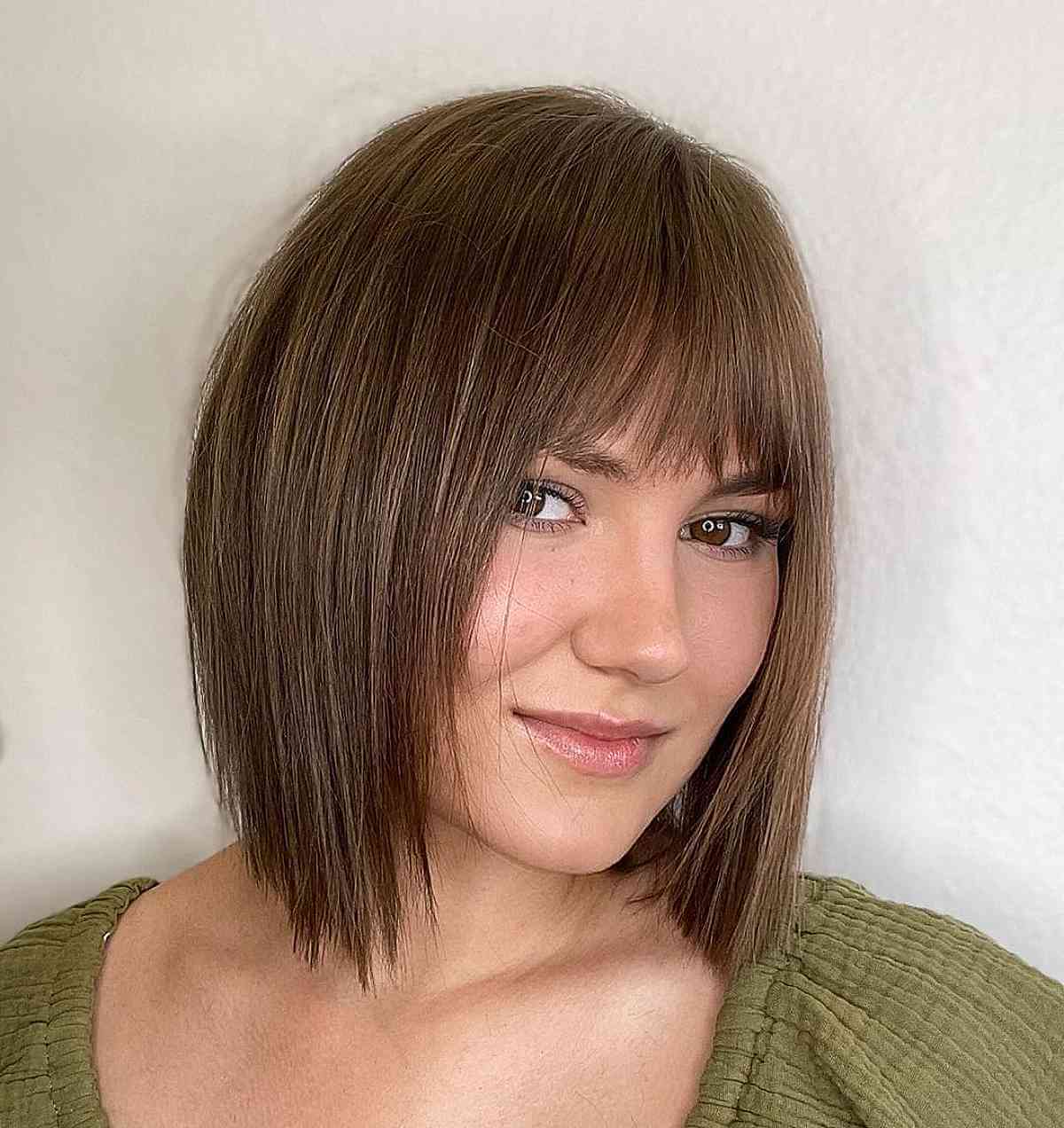 Light Brown Wispy Choppy Fringe for Short Hair