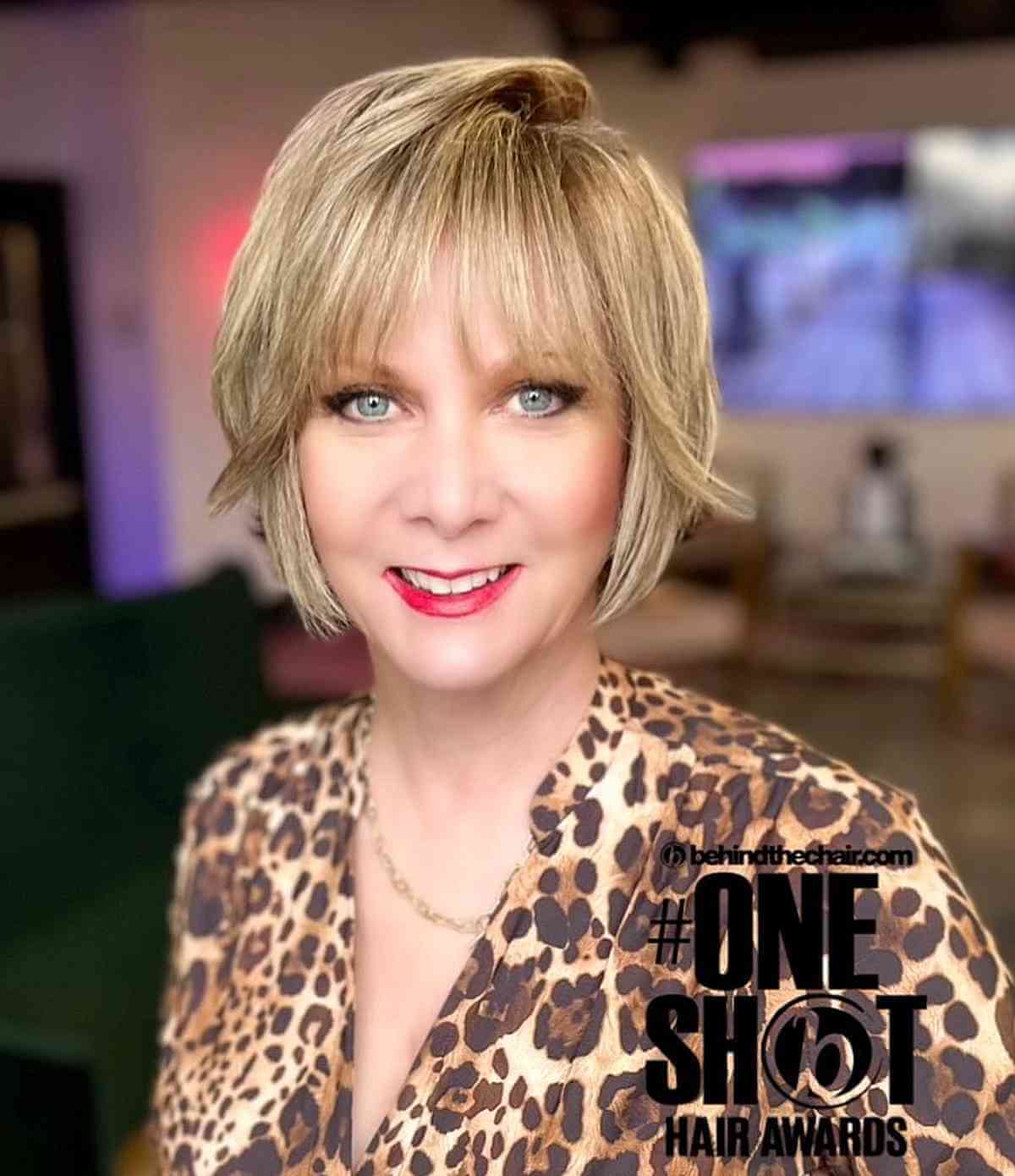 Short Layered Bixie Cut with See-Through Bangs