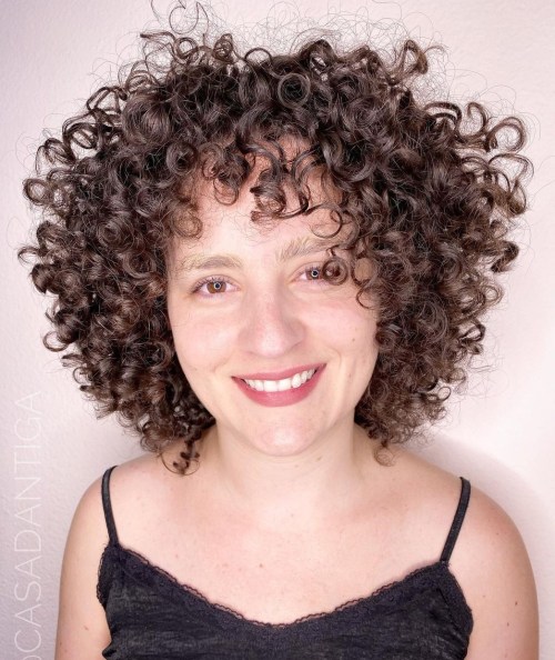 Messy Layered Bob Cut for Natural Spiral Curls