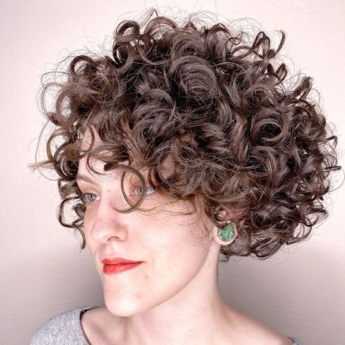 Short Curly Bob with Face Framing Layers