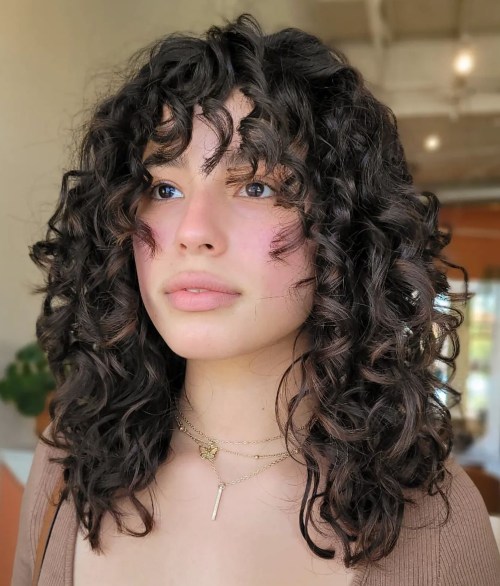 Eye Skimming Bangs on Curly Hair