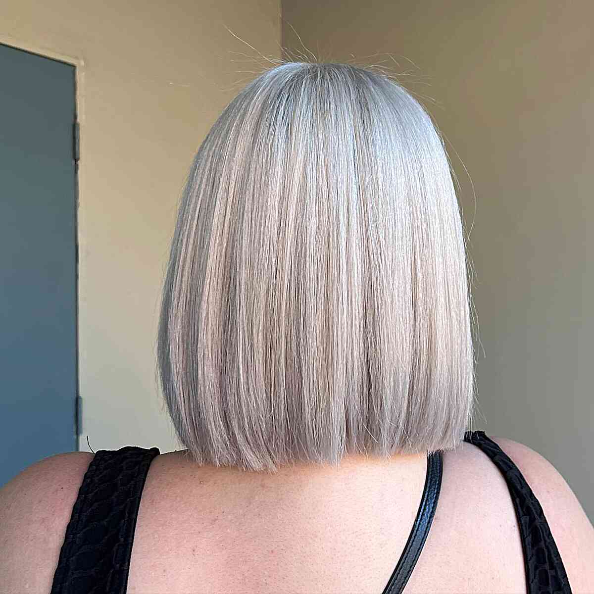 Shoulder-Length Platinum Blonde Box Bob