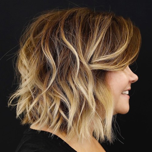 Shaggy Brown Bob With Bleached Highlights