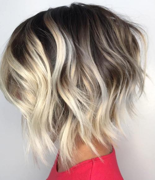 Brown And Blonde Jagged Wavy Bob