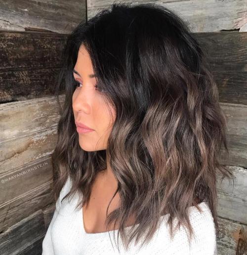 Medium Brunette Shag With Highlights