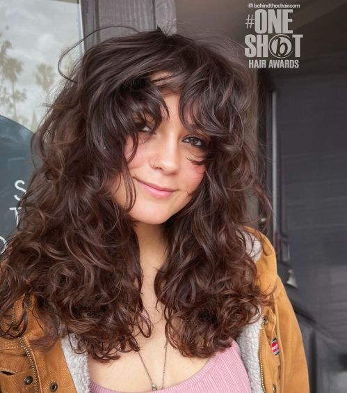 Thick Wavy Shag with Brown Highlights