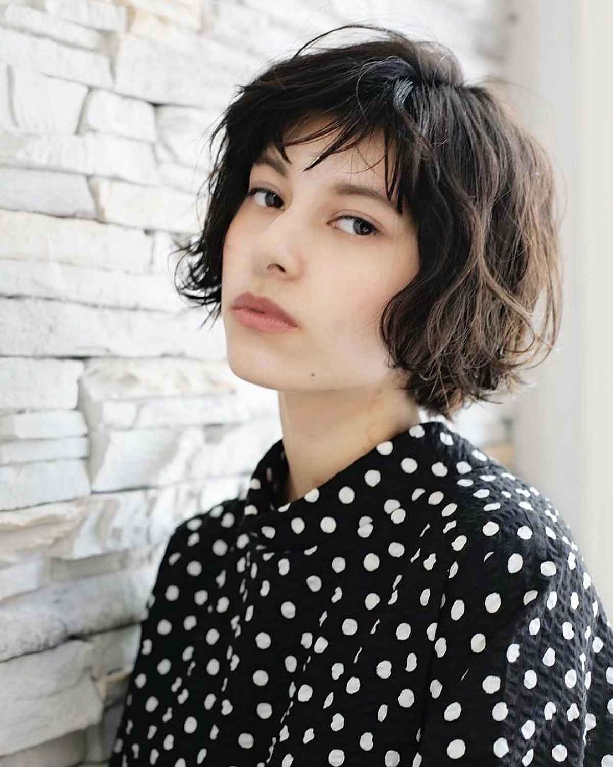 Jaw-Length Permed Bob Cut