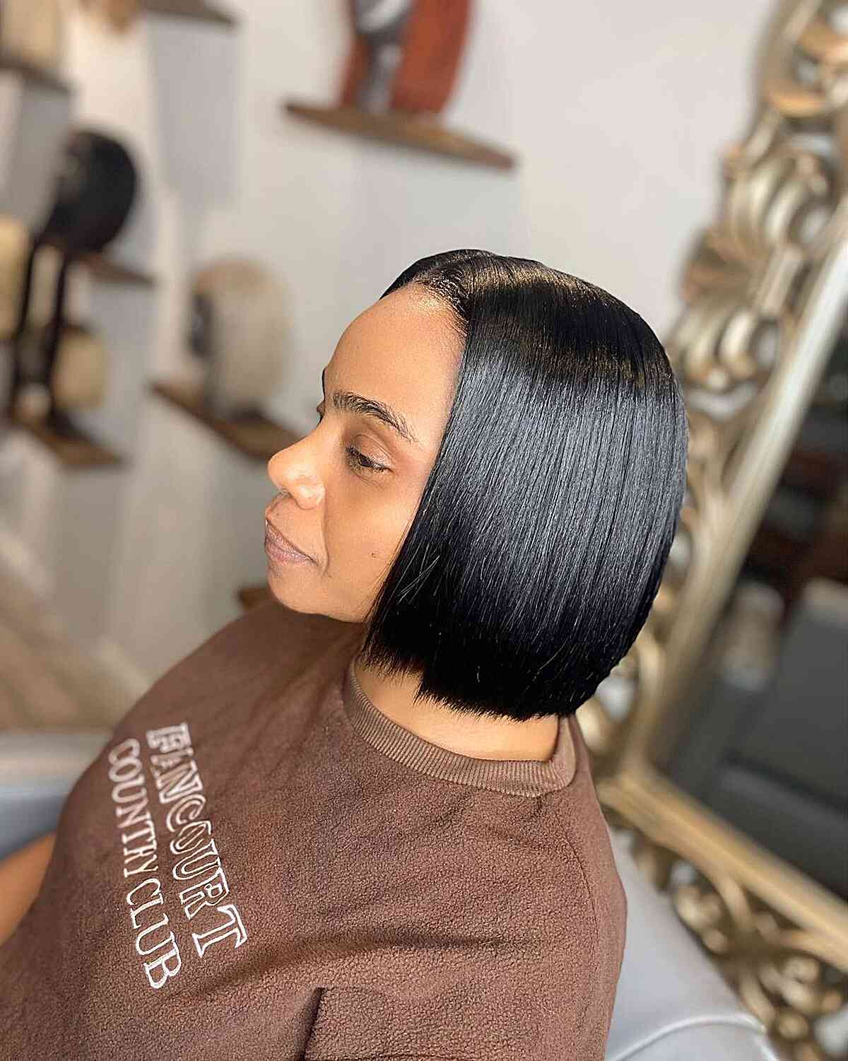 Blunt Cut Bob Parted in the Middle