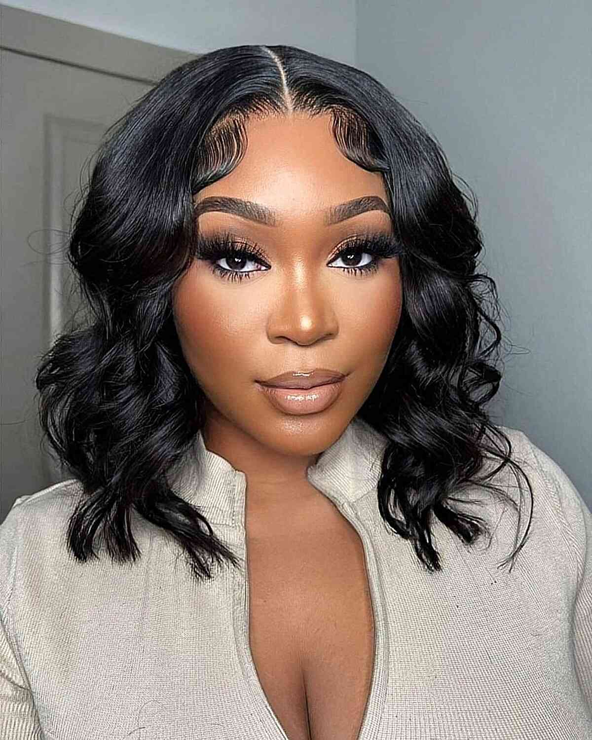 Middle Part Wavy Bob for Black Women