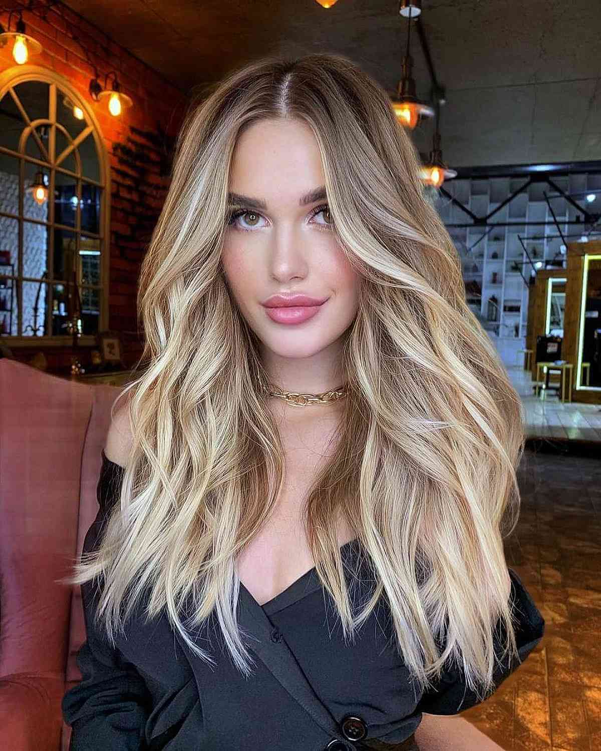 Blonde Face-Framing Layered Long Thick Hair