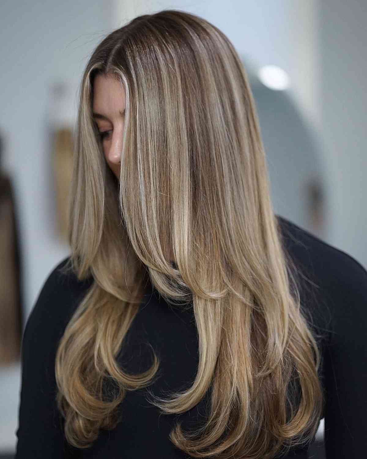 Long Feathered Layers on Thick Hair