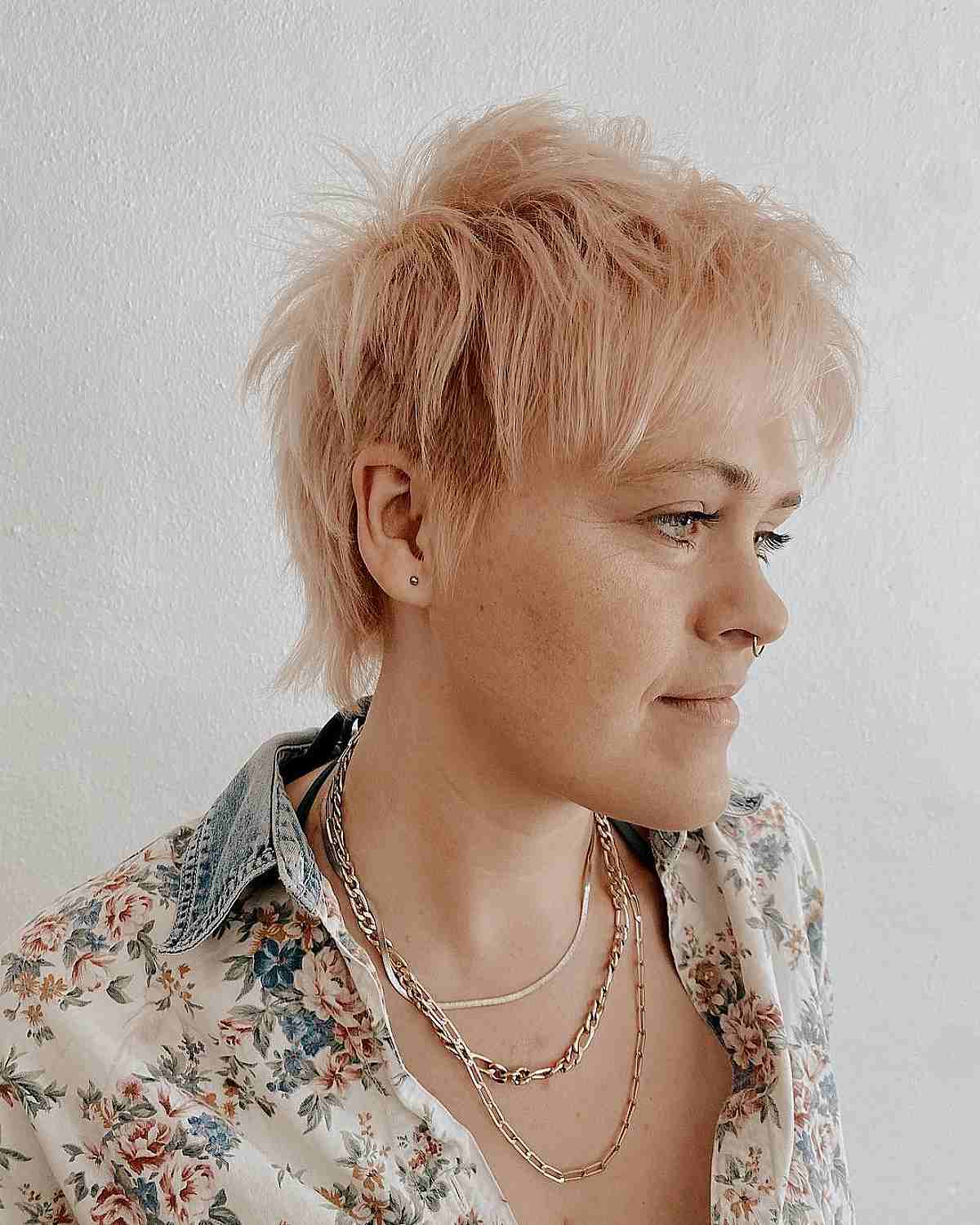 Shaggy Peachy Pixie Mullhawk Hairstyle