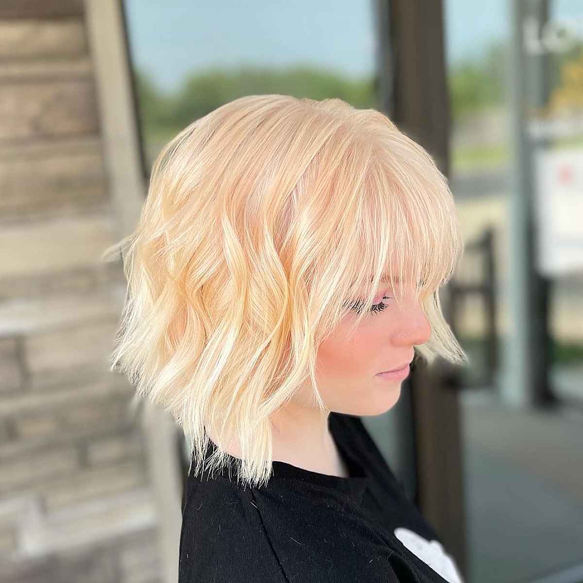 Wavy Bob with Wispy Bangs