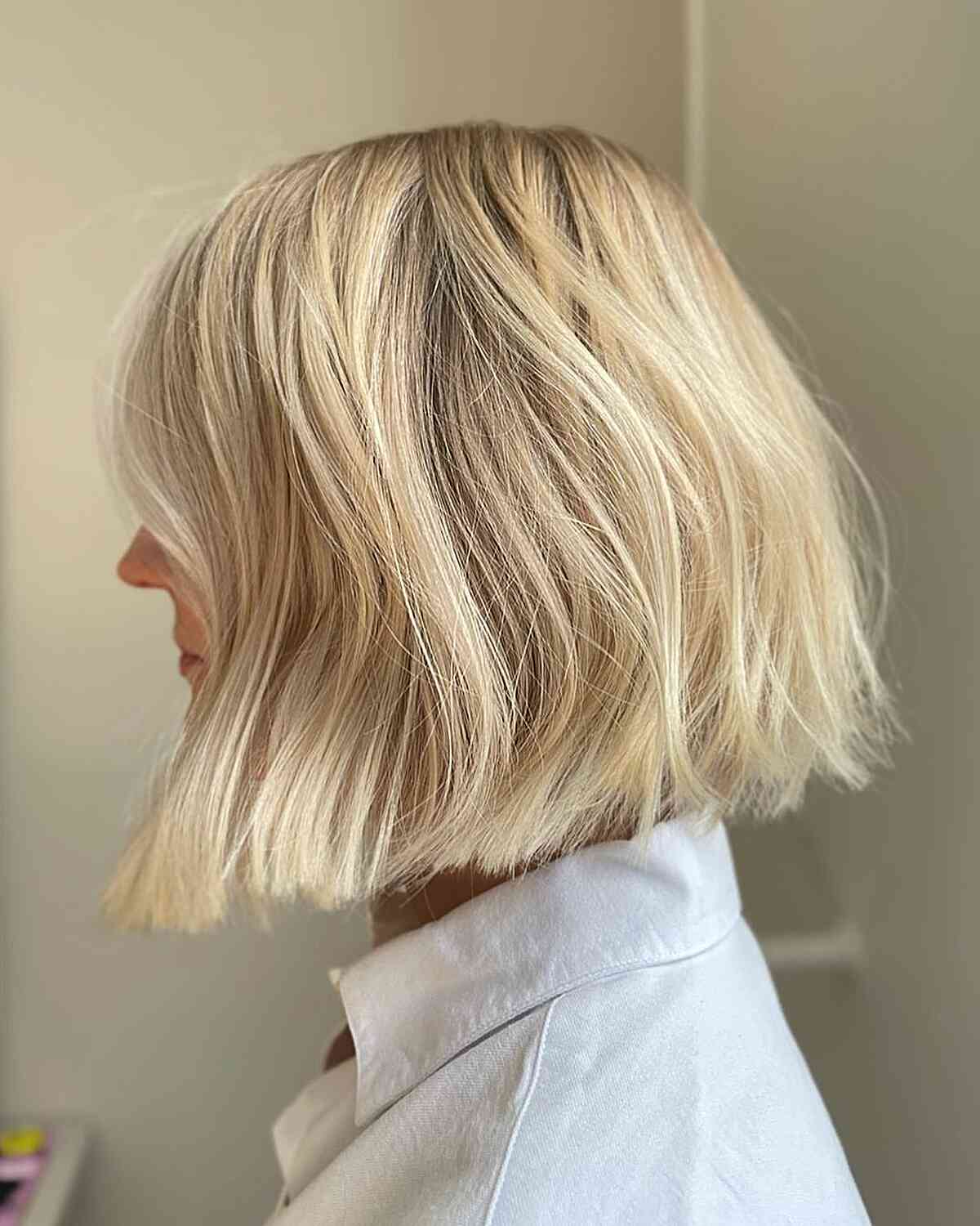 Short Chopped Blonde Bob on Finer Locks