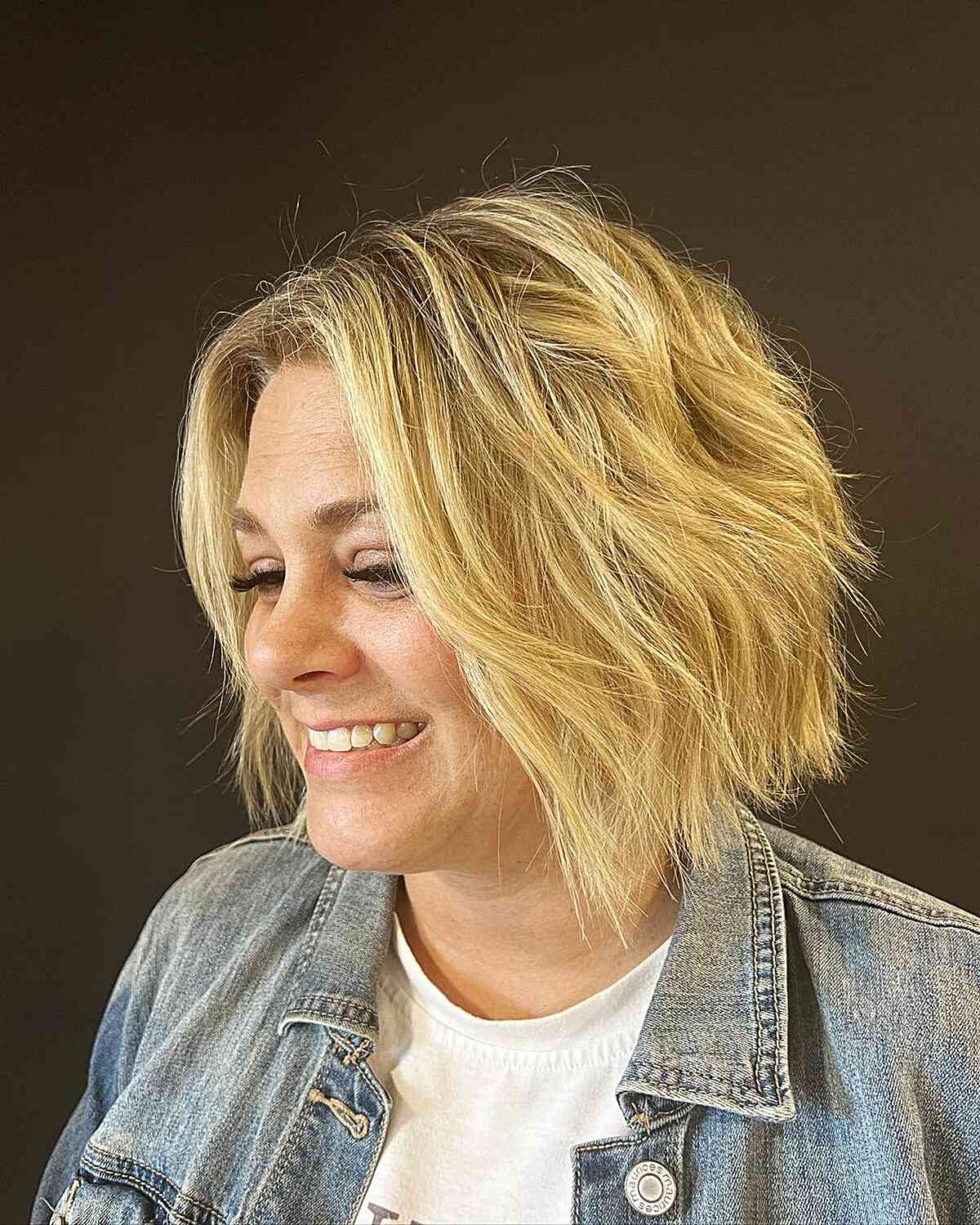 Choppy Blonde Bob Hair with Natural Texture