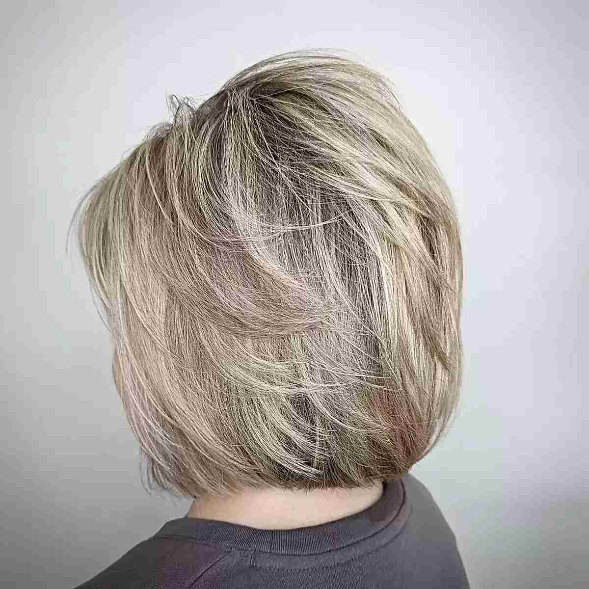 Neck-Length Textured Blunt Bob with Short Layers