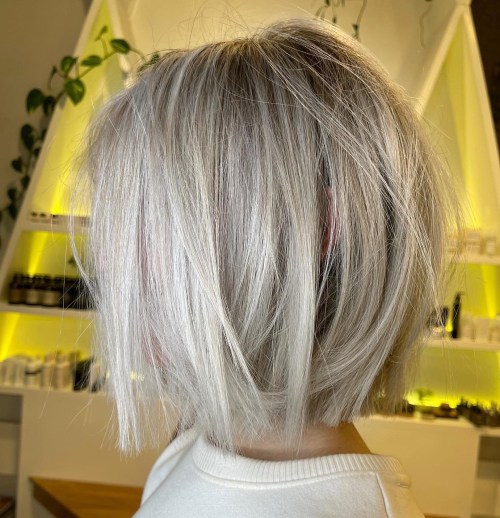 Blunt Messy White Blonde Bob