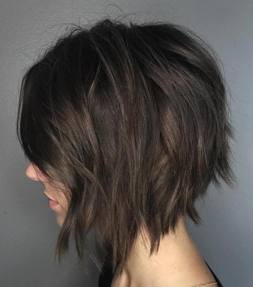 Inverted Chopped Brunette Bob