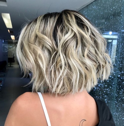 Blonde Wavy Thick Bob