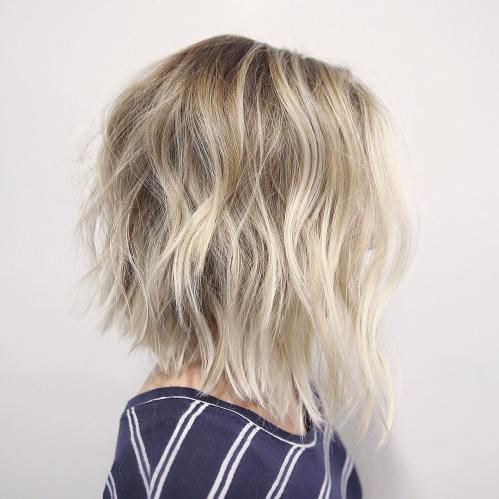 blonde messy long bob