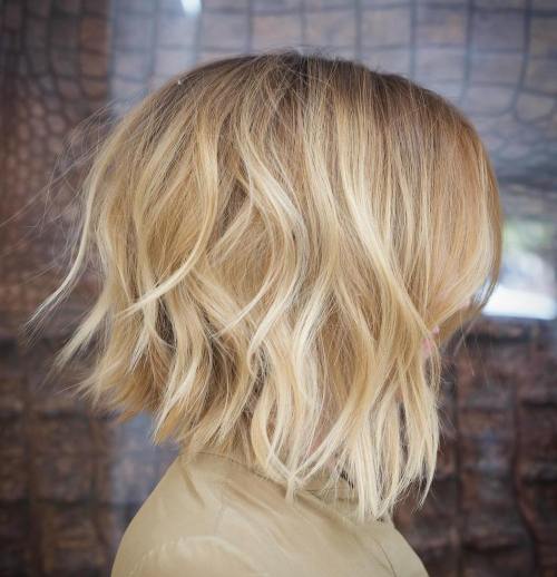 Honey Blonde Choppy Bob