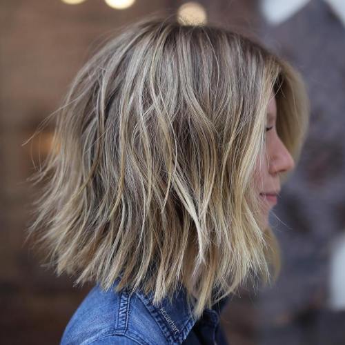 Choppy Layered Brown Blonde Bob