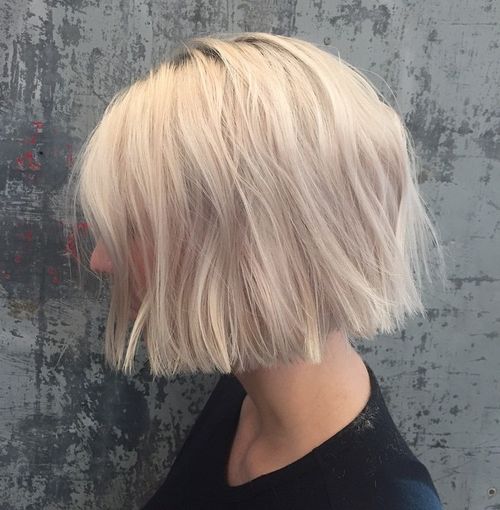 blonde chin-length blunt bob