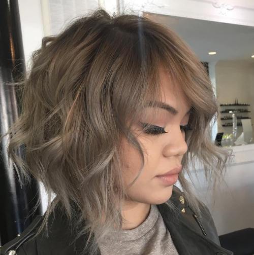 ash brown shaggy wavy bob